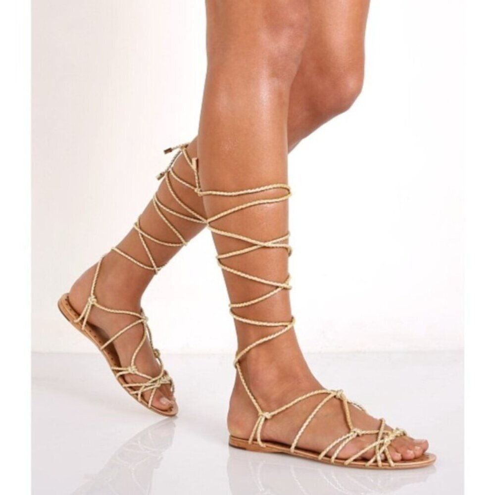 Anthropologie Schutz Kathleen Wrap Sandal Platina Size EU 40/US 9.5